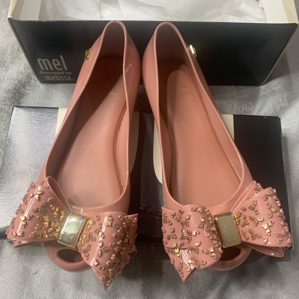 Old rose and gold mini Melissa shoes